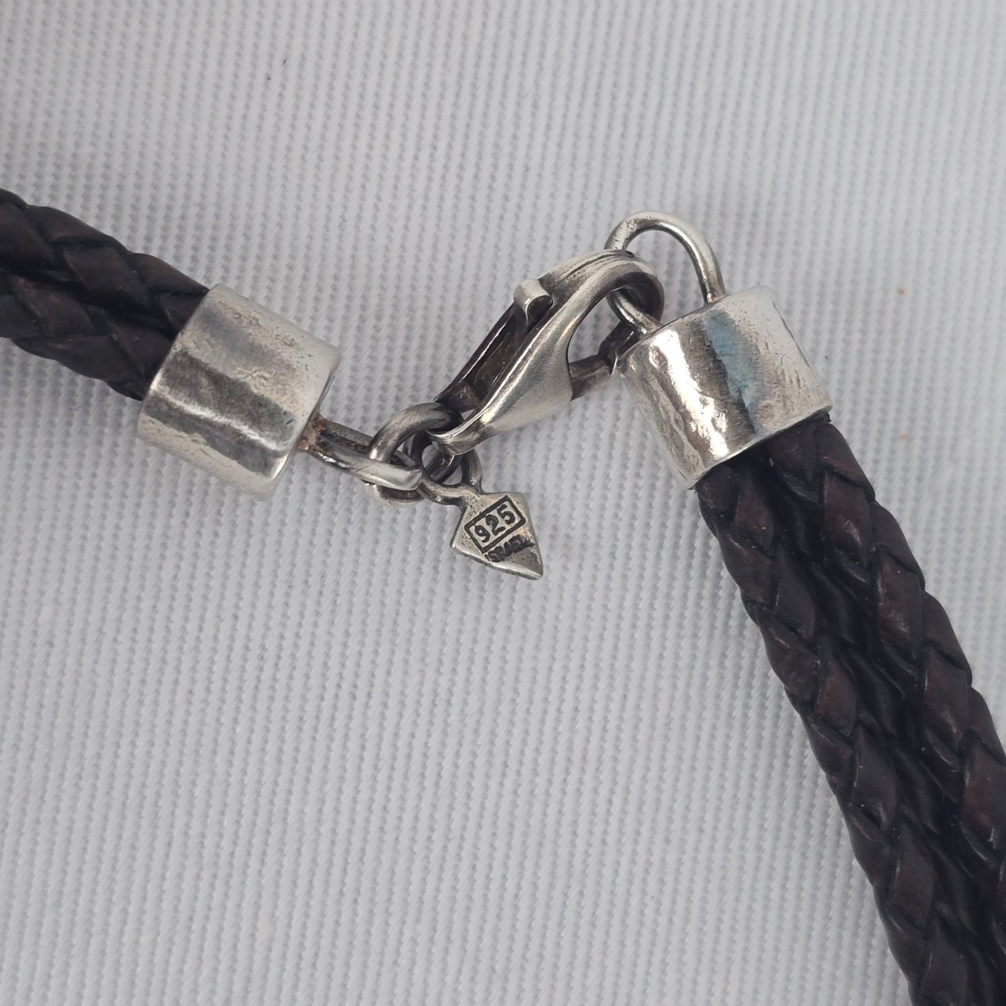 Silpada Sterling Silver Circle Pendant Black Braided Cord Necklace