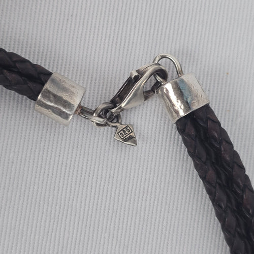 Silpada Sterling Silver Circle Pendant Black Braided Cord Necklace