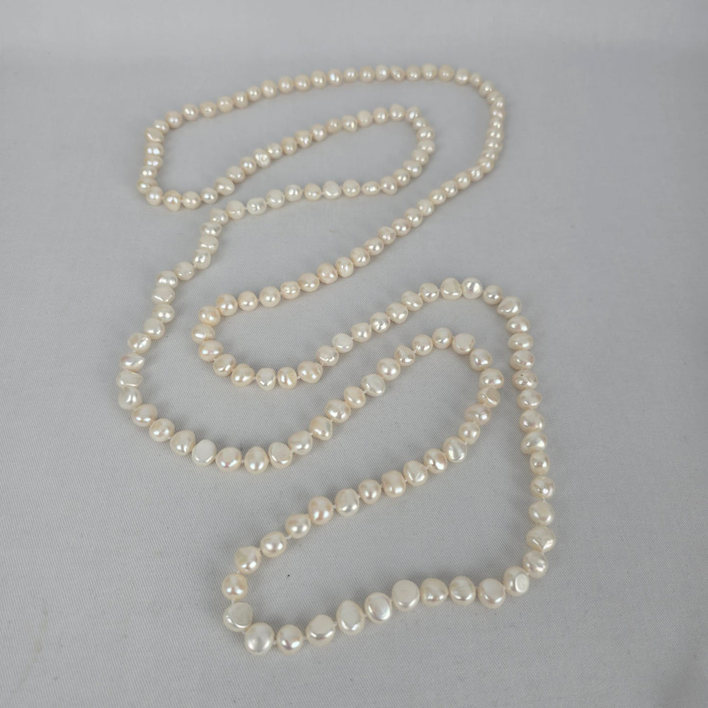 Long Freshwater Pearl Necklace White Baroque Pearl Strand