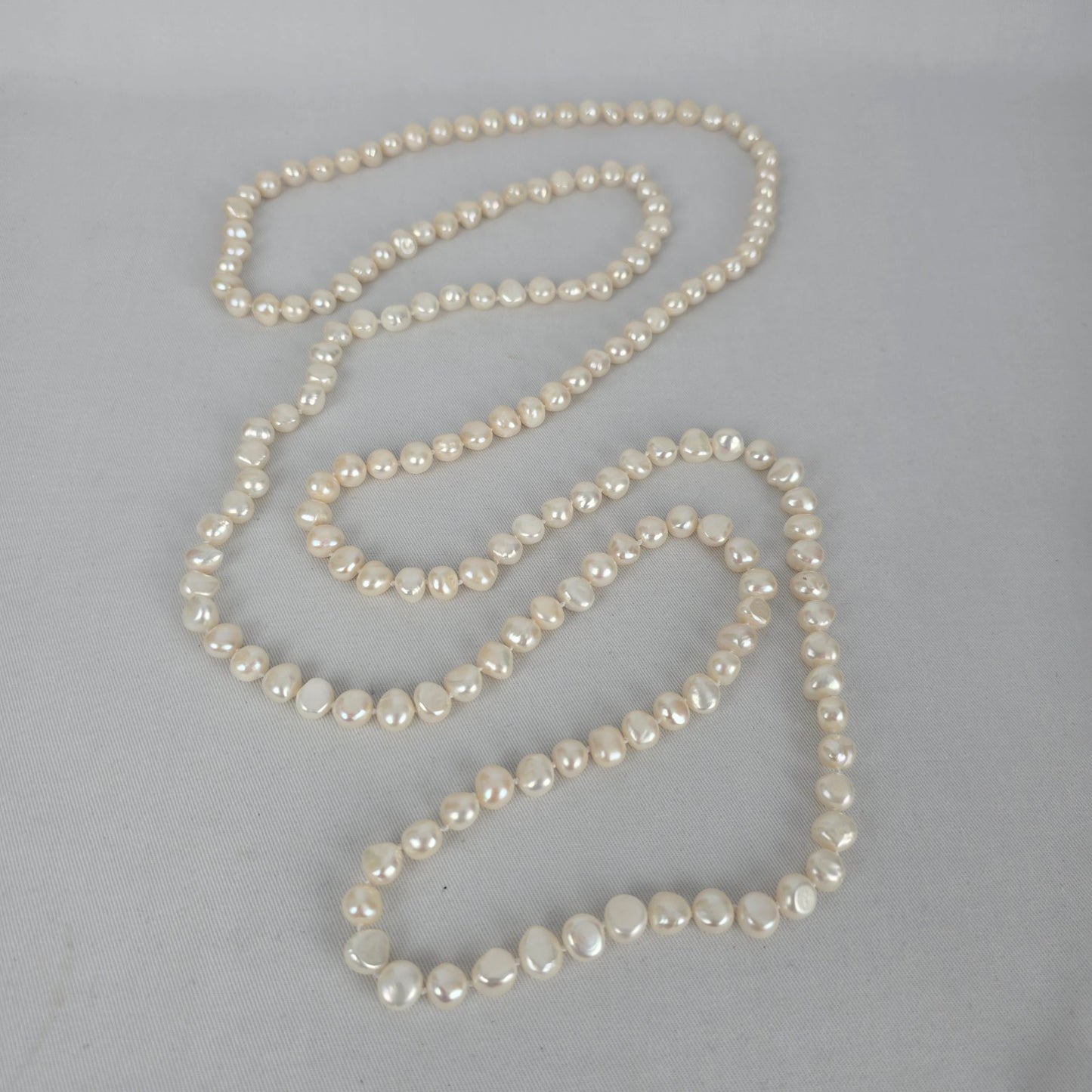 Long Freshwater Pearl Necklace White Baroque Pearl Strand
