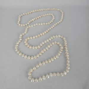 Long Freshwater Pearl Necklace White Baroque Pearl Strand