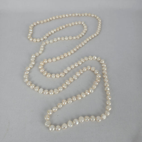 Long Freshwater Pearl Necklace White Baroque Pearl Strand
