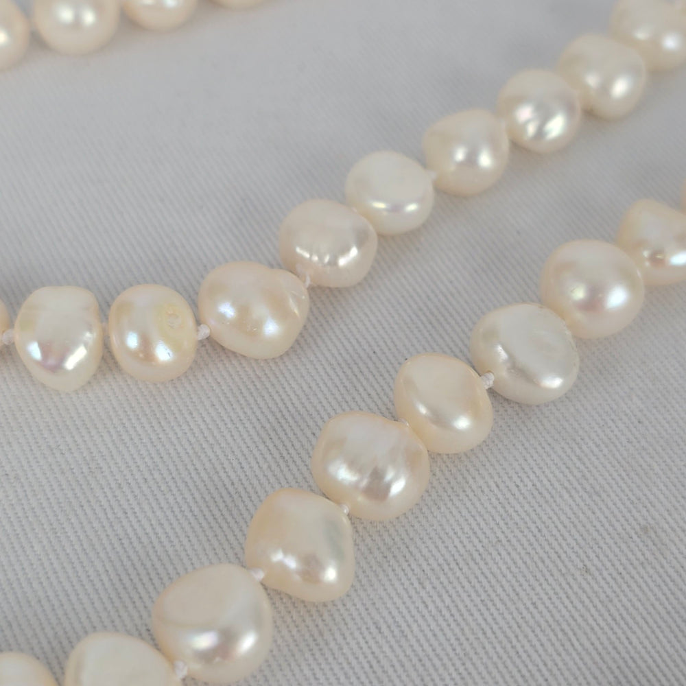 Long Freshwater Pearl Necklace White Baroque Pearl Strand