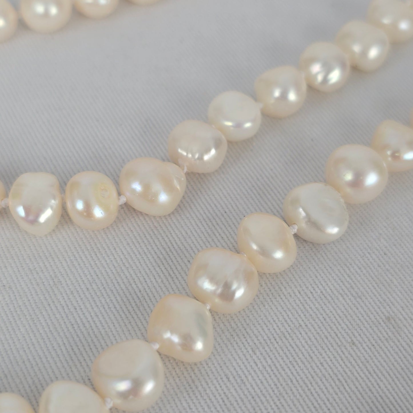 Long Freshwater Pearl Necklace White Baroque Pearl Strand