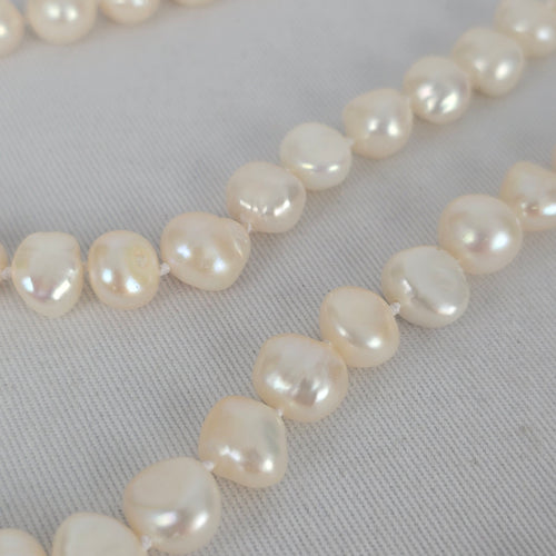Long Freshwater Pearl Necklace White Baroque Pearl Strand
