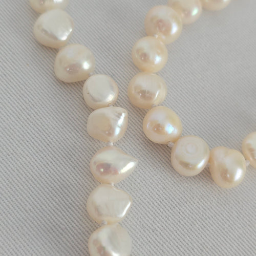 Long Freshwater Pearl Necklace White Baroque Pearl Strand