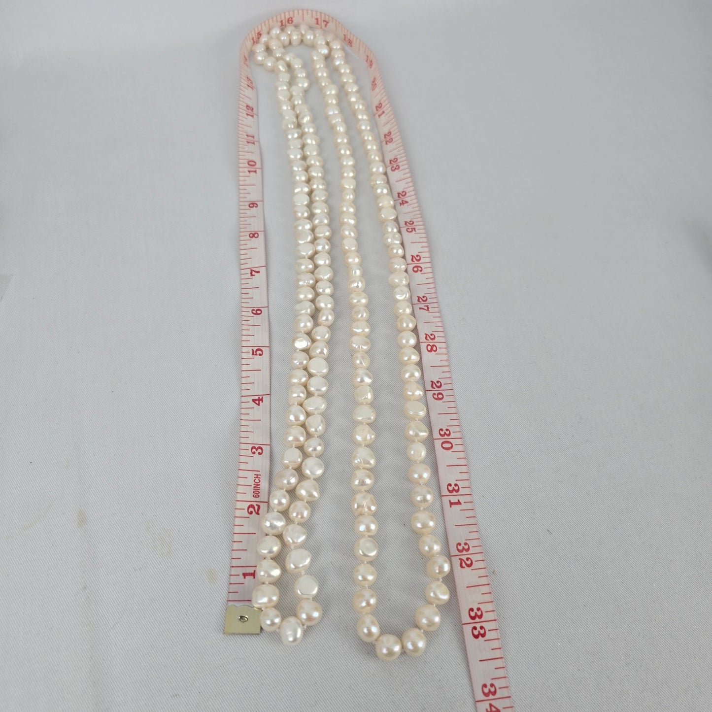 Long Freshwater Pearl Necklace White Baroque Pearl Strand