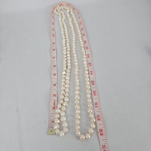 Long Freshwater Pearl Necklace White Baroque Pearl Strand