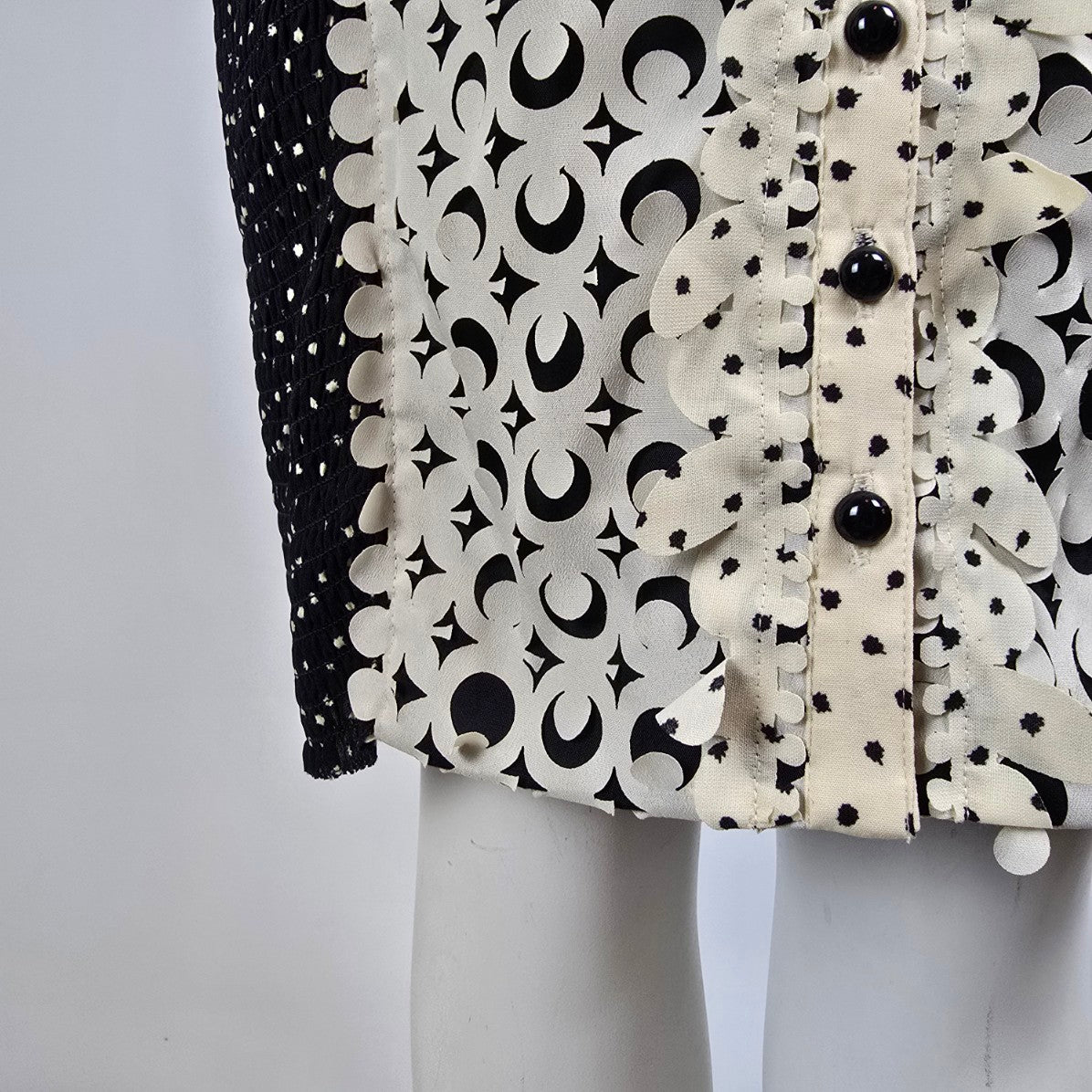 Beguile by Byron Lars Anthropologie Laser Cut Black Cream Dress Size 4