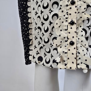 Beguile by Byron Lars Anthropologie Laser Cut Black Cream Dress Size 4
