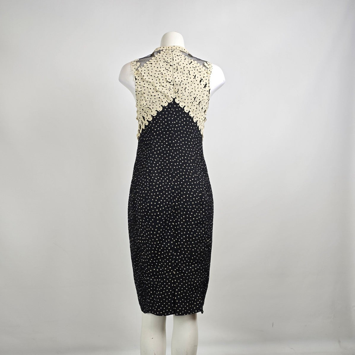 Beguile by Byron Lars Anthropologie Laser Cut Black Cream Dress Size 4