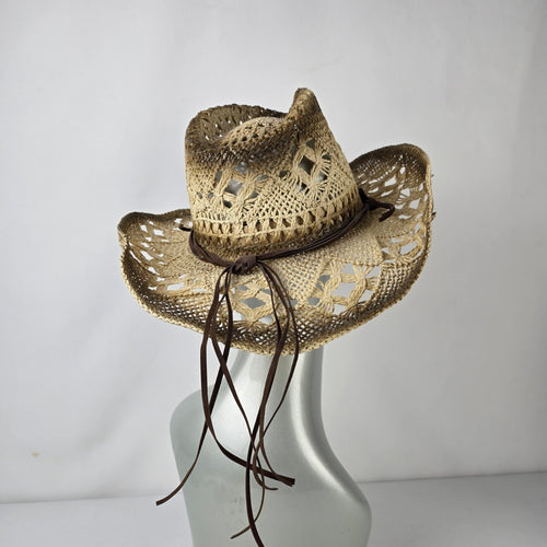 Dallas Hats Straw Western Cowboy Hat Open Weave Rhinestone Band Size Medium