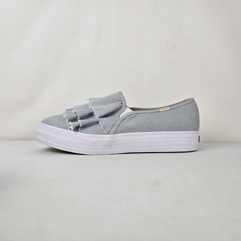 Keds Triple Kick Ruffle Slip On Platform Sneakers Grey Size 11