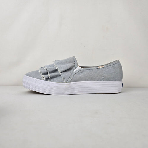 Keds Triple Kick Ruffle Slip On Platform Sneakers Grey Size 11