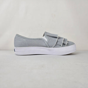 Keds Triple Kick Ruffle Slip On Platform Sneakers Grey Size 11
