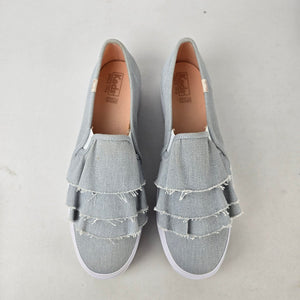 Keds Triple Kick Ruffle Slip On Platform Sneakers Grey Size 11