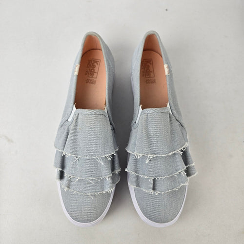 Keds Triple Kick Ruffle Slip On Platform Sneakers Grey Size 11