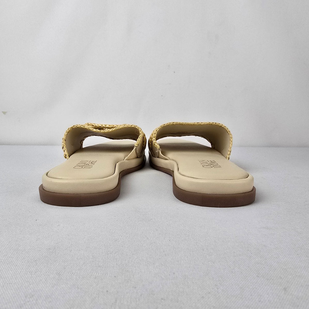 Crown Vintage Cream Slide Sandals Raffia Buckle Detail Size 6