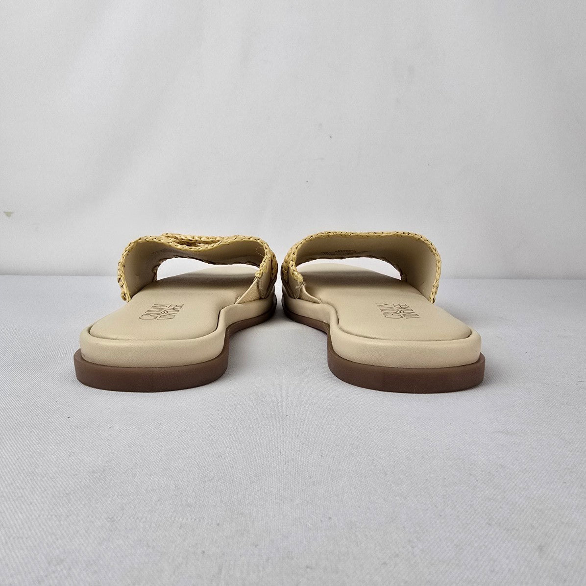 Crown Vintage Cream Slide Sandals Raffia Buckle Detail Size 6