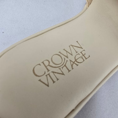 Crown Vintage Cream Slide Sandals Raffia Buckle Detail Size 6