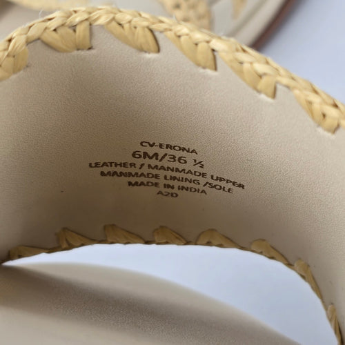 Crown Vintage Cream Slide Sandals Raffia Buckle Detail Size 6