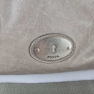 Fossil Grey Leather Satchel Bag Convertible Crossbody Shoulder Purse