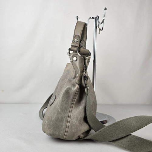 Fossil Grey Leather Satchel Bag Convertible Crossbody Shoulder Purse