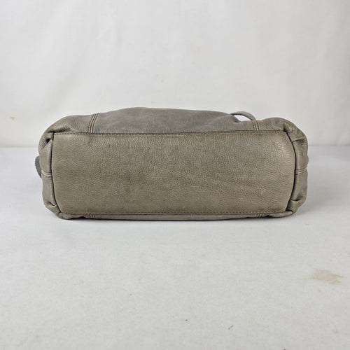 Fossil Grey Leather Satchel Bag Convertible Crossbody Shoulder Purse