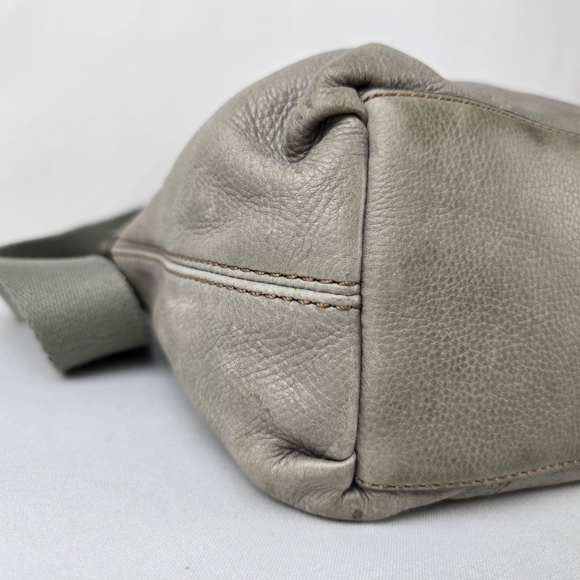 Fossil Grey Leather Satchel Bag Convertible Crossbody Shoulder Purse