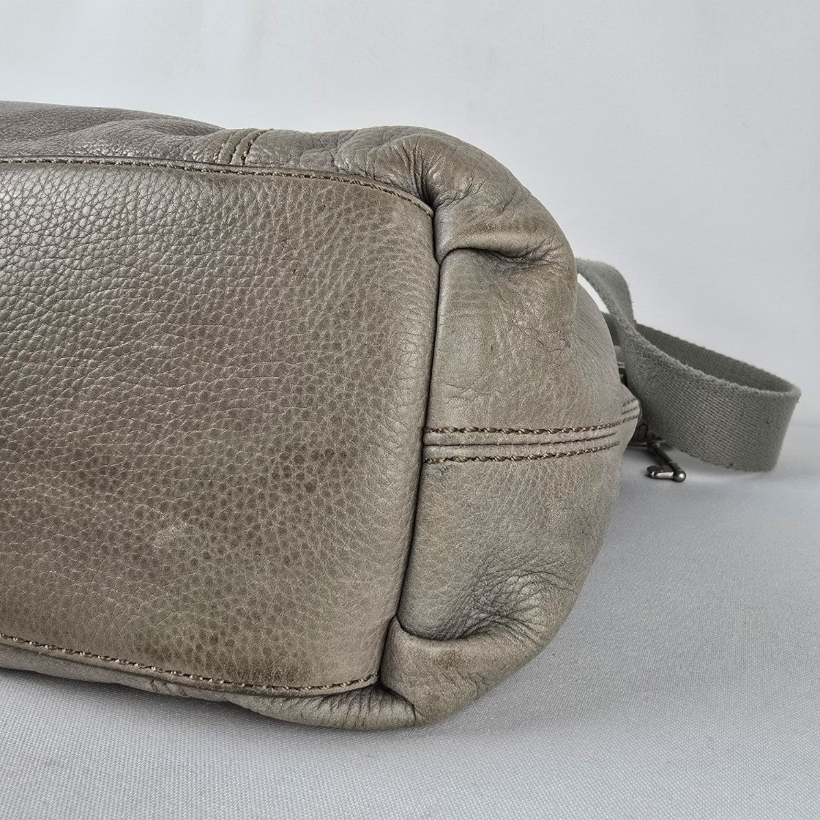 Fossil Grey Leather Satchel Bag Convertible Crossbody Shoulder Purse