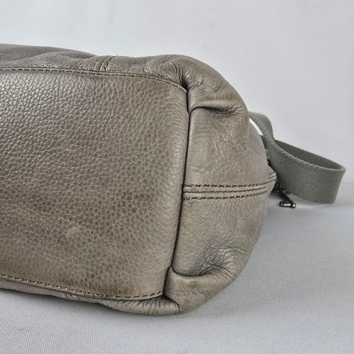 Fossil Grey Leather Satchel Bag Convertible Crossbody Shoulder Purse