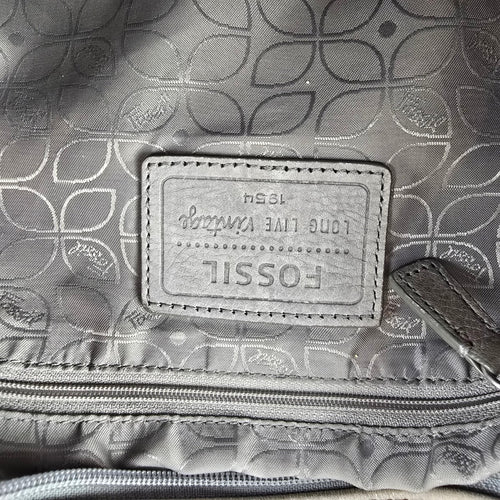 Fossil Grey Leather Satchel Bag Convertible Crossbody Shoulder Purse