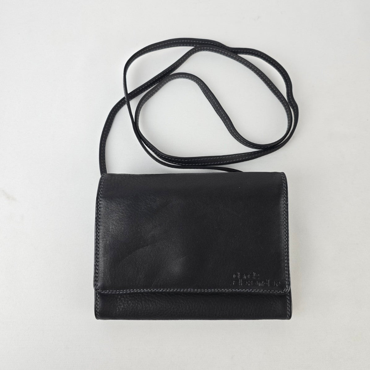 Derek Alexander Black Leather Crossbody Organizer Purse Wallet Bag
