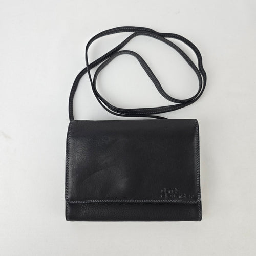 Derek Alexander Black Leather Crossbody Organizer Purse Wallet Bag