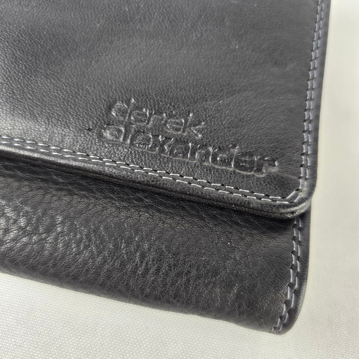 Derek Alexander Black Leather Crossbody Organizer Purse Wallet Bag