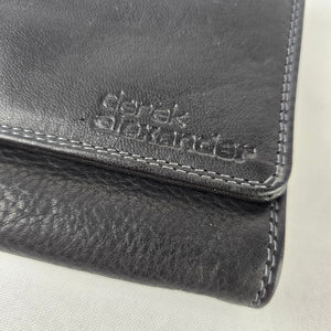 Derek Alexander Black Leather Crossbody Organizer Purse Wallet Bag
