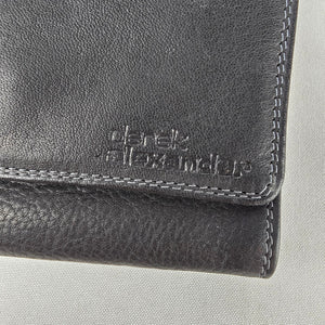 Derek Alexander Black Leather Crossbody Organizer Purse Wallet Bag