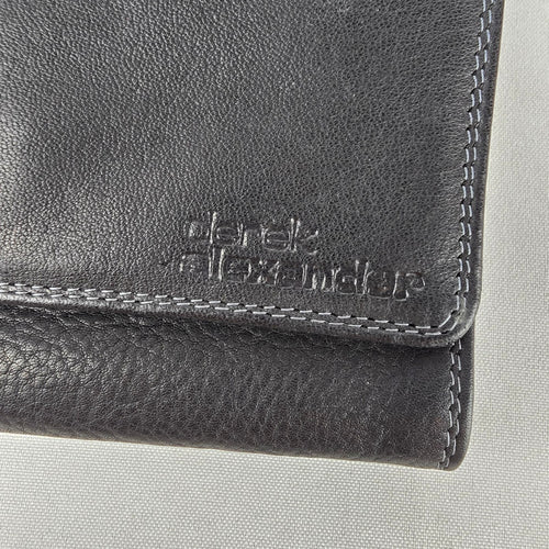 Derek Alexander Black Leather Crossbody Organizer Purse Wallet Bag
