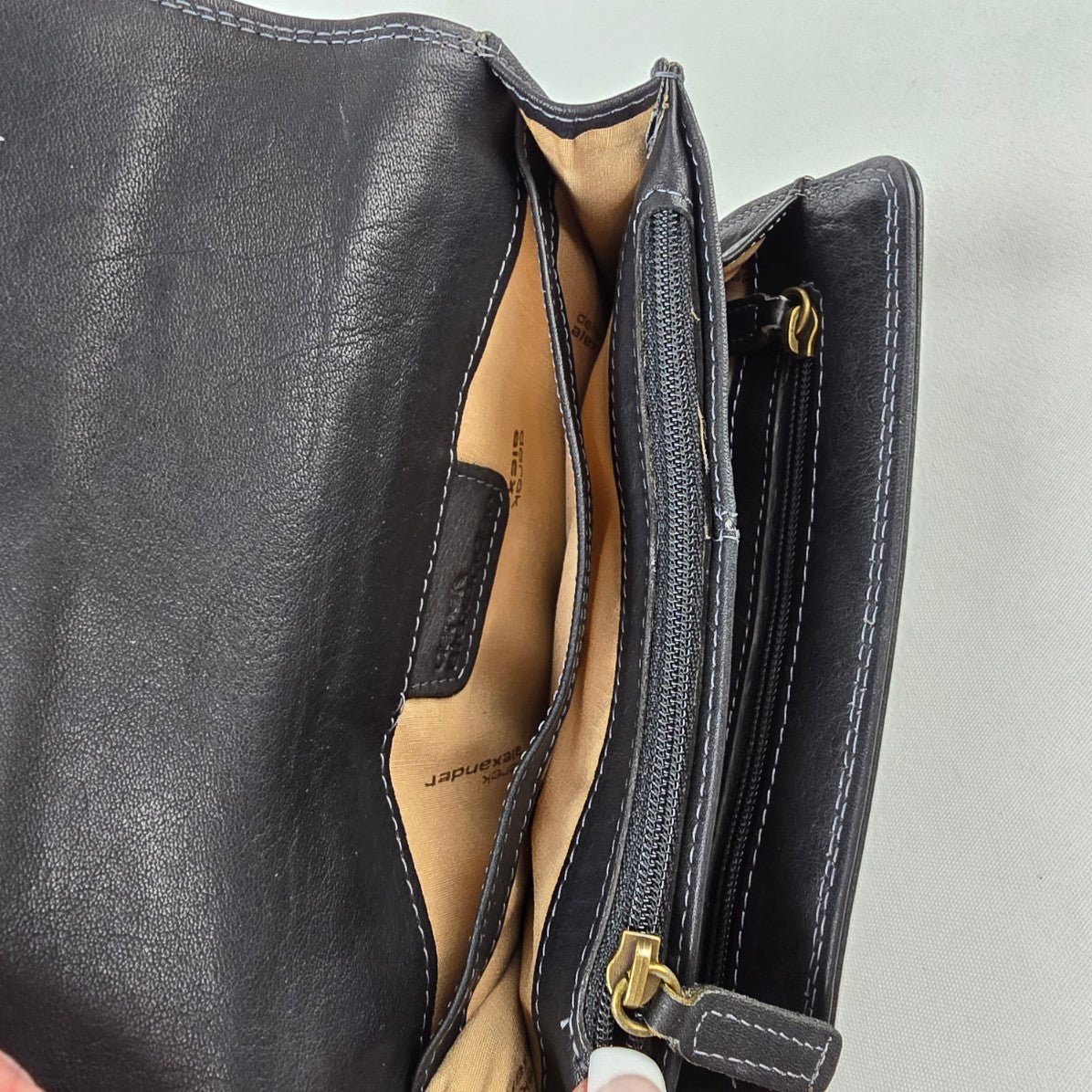 Derek Alexander Black Leather Crossbody Organizer Purse Wallet Bag