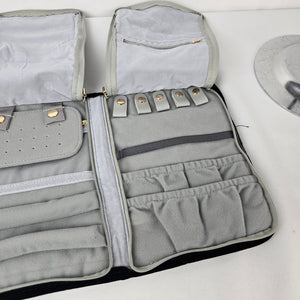 Black Velvet Travel Jewelry Organizer Roll Case Necklace Ring Storage Bag