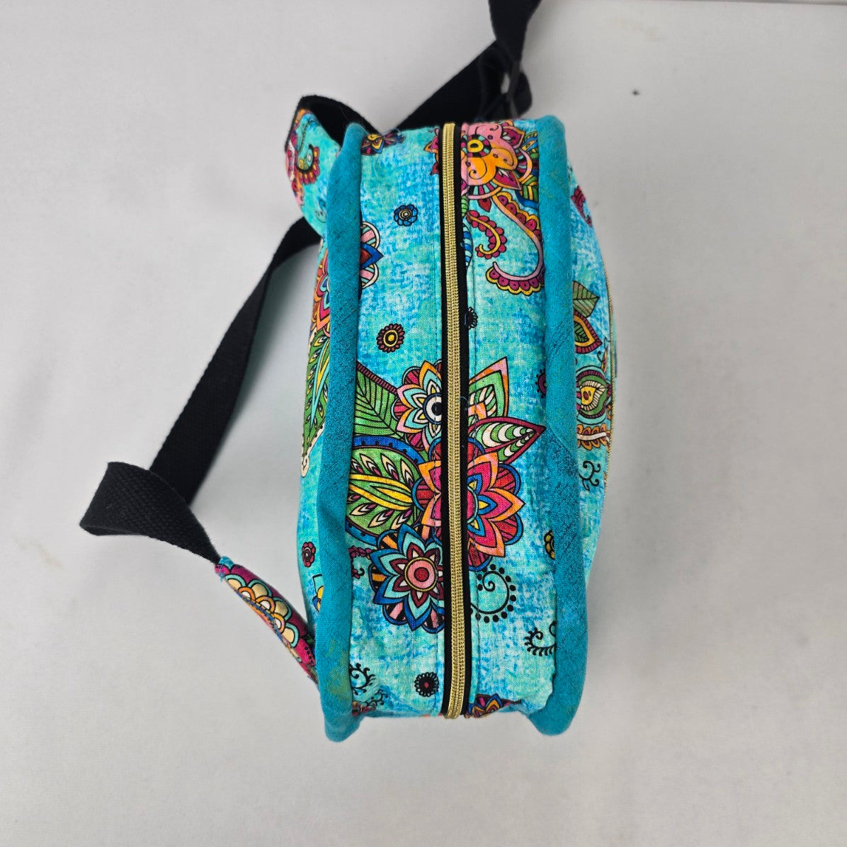Handmade Turquoise Floral Fabric Fanny Pack Belt Bag Adjustable