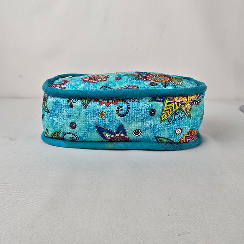 Handmade Turquoise Floral Fabric Fanny Pack Belt Bag Adjustable