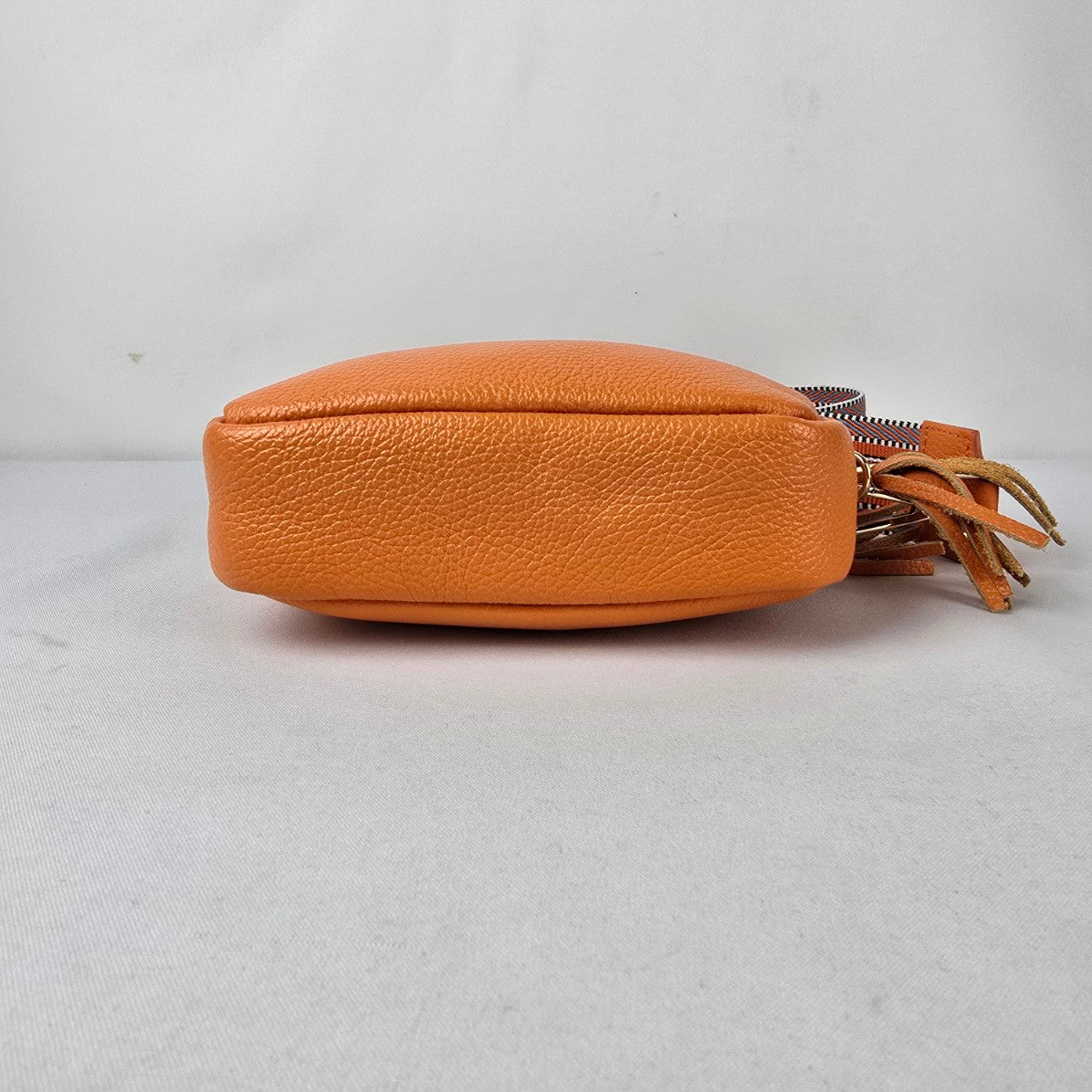Made in Italy Orange Leather Crossbody Purse Guitar Strap Bag