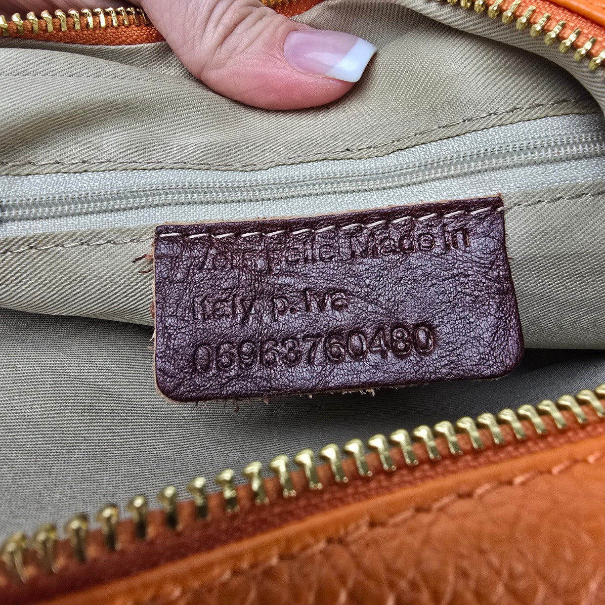 Made in Italy Orange Leather Crossbody Purse Guitar Strap Bag