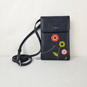 ESPE Black Floral Cell Phone Crossbody Wallet Purse