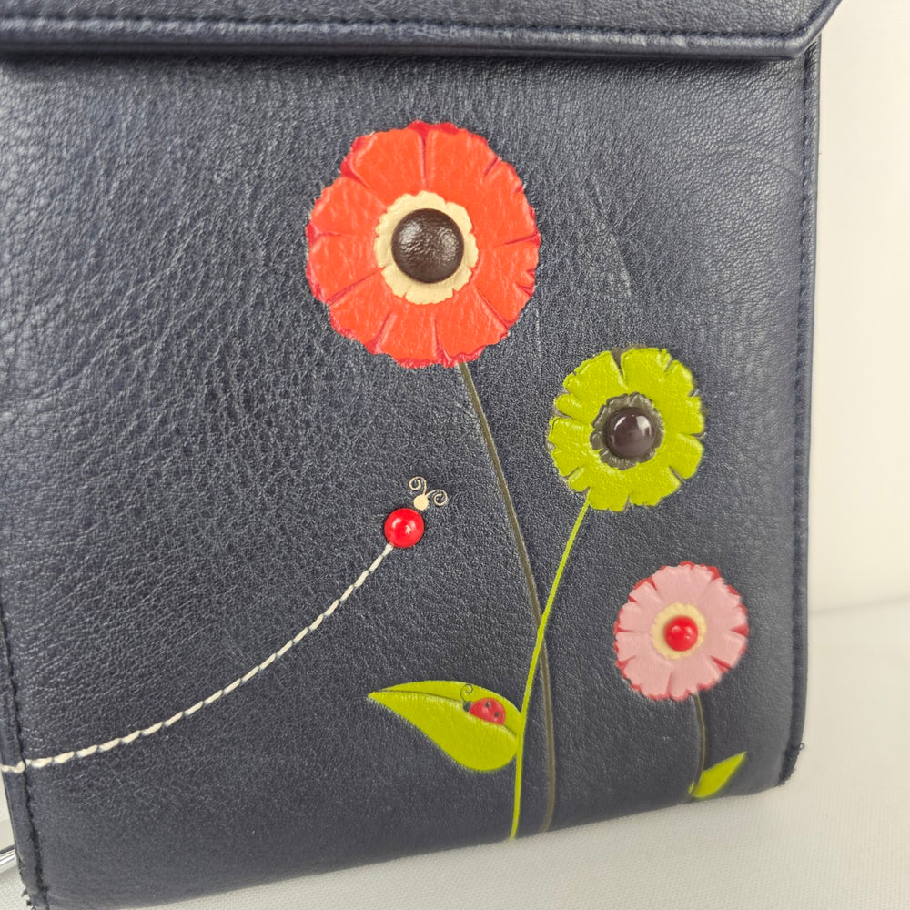 ESPE Black Floral Cell Phone Crossbody Wallet Purse