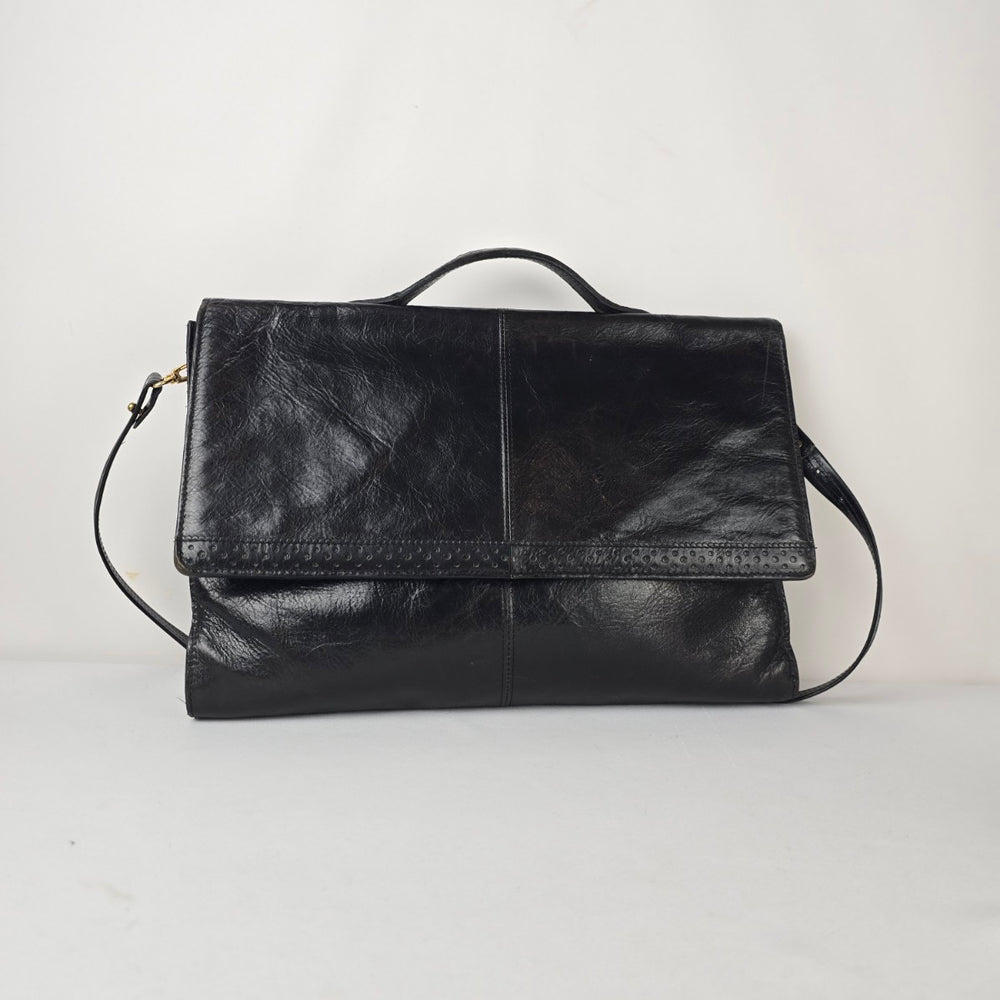 Renwick Black Leather Made in Canada Briefcase Shoulder Bag