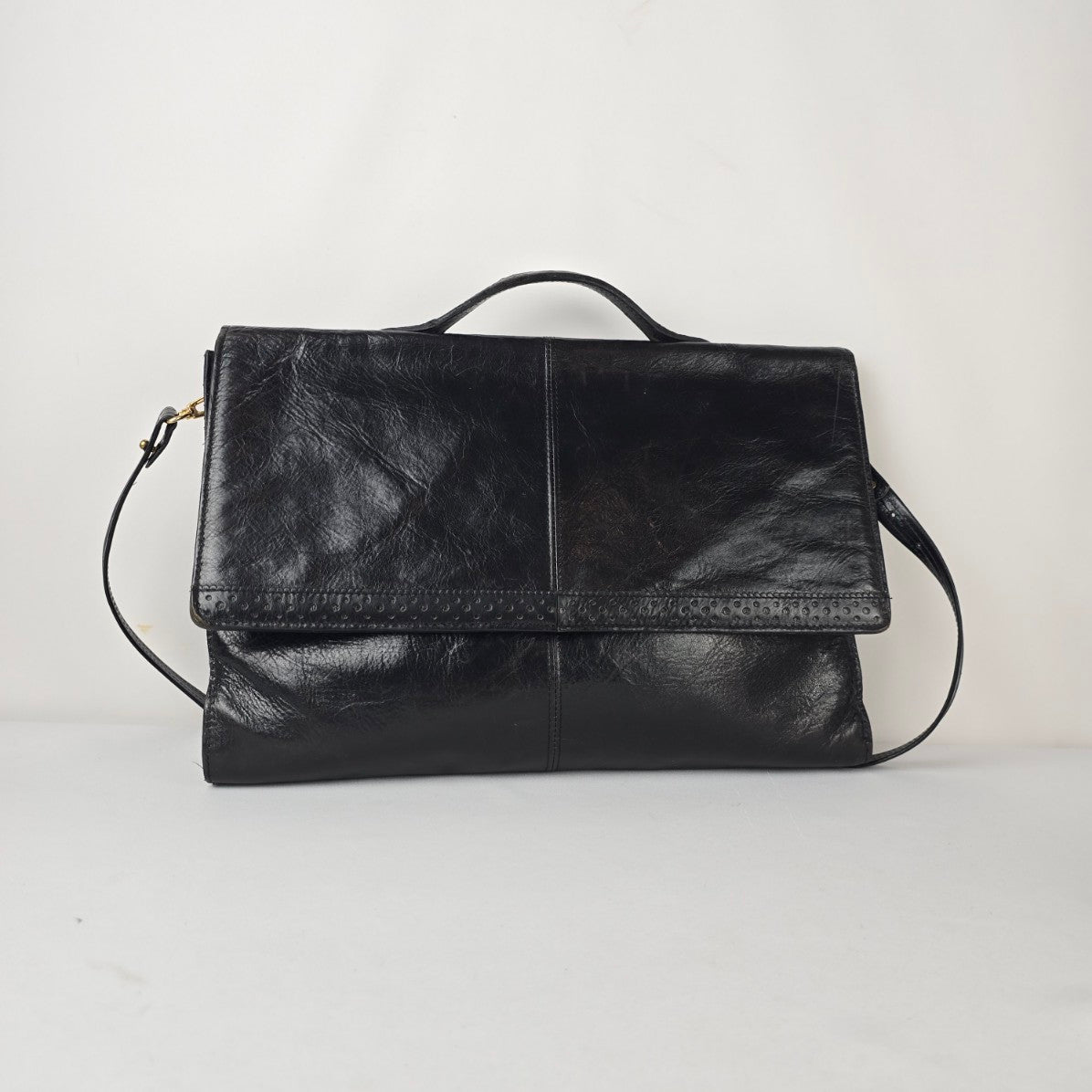Renwick Black Leather Made in Canada Briefcase Shoulder Bag