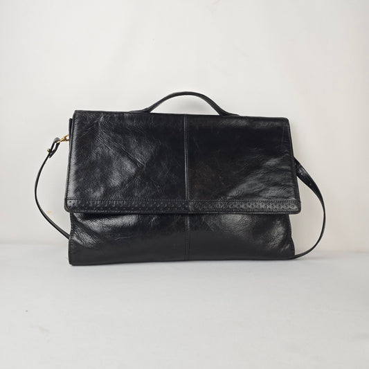 Renwick Black Leather Made in Canada Briefcase Shoulder Bag