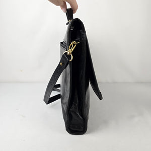 Renwick Black Leather Made in Canada Briefcase Shoulder Bag